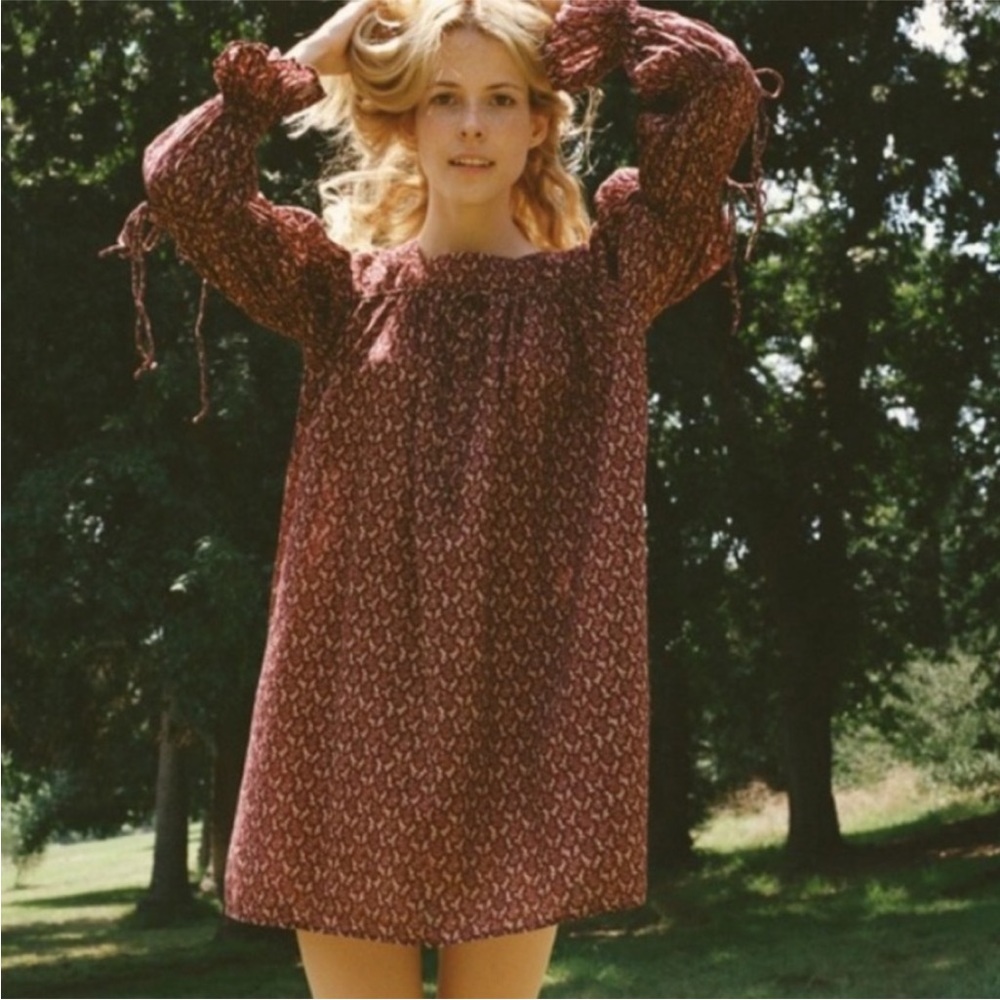 Doen Burgundy Mini Dress